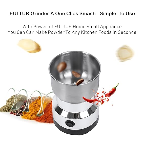 Mixer Grinder 750 Mini Mixer Grinder Small Size Electric Coffee & Spice Grinder - Stainless Steel Portable Mixer for Masala Herbs Dry Spices & Nuts Heavy Duty for Home Kitchen (1Year Warranty)