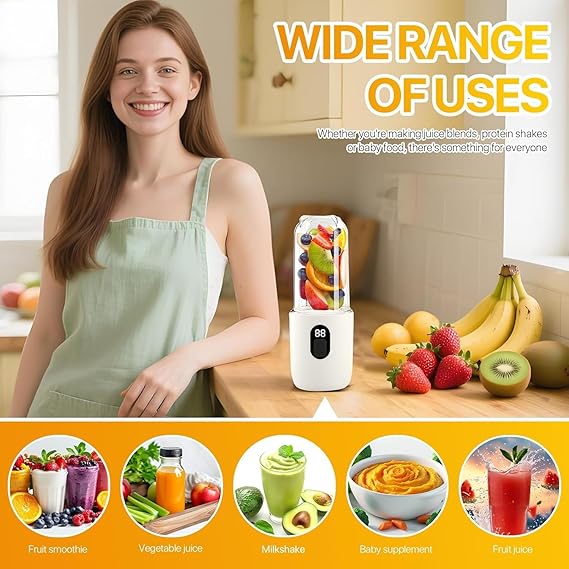 Portable 6-Blade Juicer Blender with built-in Jar, Juice Mixer Bottle,Fruit Juice Machine,USB Rechargeable Personal Size Juicer Grinder for Juices,Protein&Milk Shakes