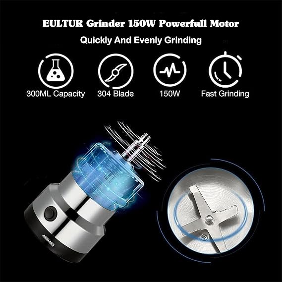 Mixer Grinder 750 Mini Mixer Grinder Small Size Electric Coffee & Spice Grinder - Stainless Steel Portable Mixer for Masala Herbs Dry Spices & Nuts Heavy Duty for Home Kitchen (1Year Warranty)