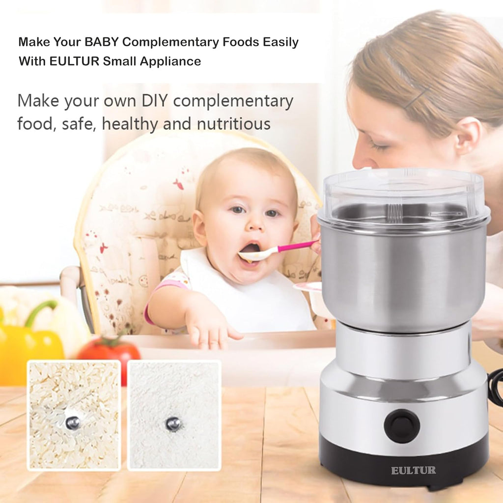 Mixer Grinder 750 Mini Mixer Grinder Small Size Electric Coffee & Spice Grinder - Stainless Steel Portable Mixer for Masala Herbs Dry Spices & Nuts Heavy Duty for Home Kitchen (1Year Warranty)