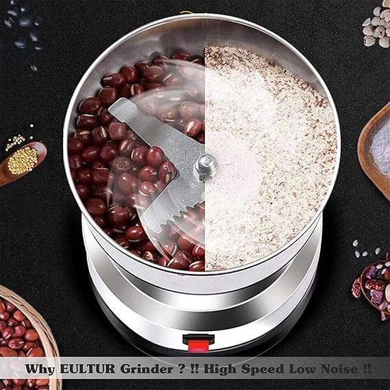 Mixer Grinder 750 Mini Mixer Grinder Small Size Electric Coffee & Spice Grinder - Stainless Steel Portable Mixer for Masala Herbs Dry Spices & Nuts Heavy Duty for Home Kitchen (1Year Warranty)
