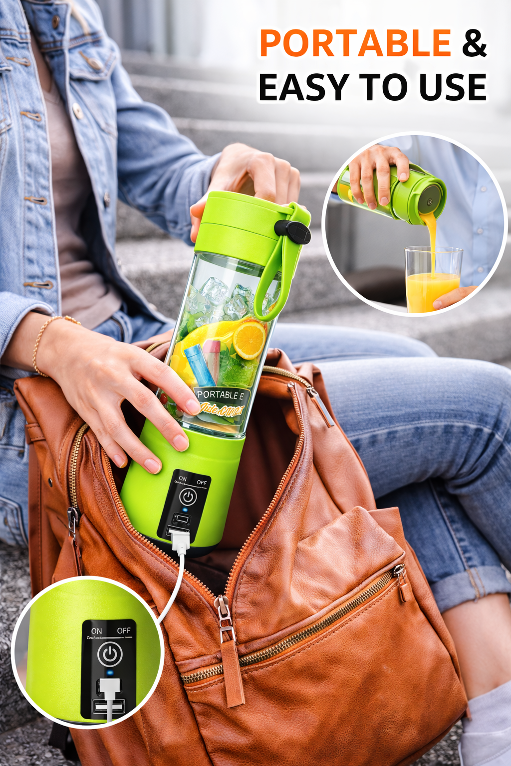 Portable 6-Blade Juicer Blender with built-in Jar, Juice Mixer Bottle,Fruit Juice Machine,USB Rechargeable Personal Size Juicer Grinder for Juices,Protein&Milk Shakes