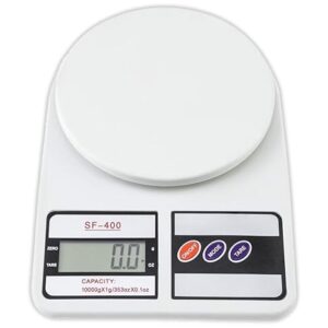 sf 400 digital kitchen weighing scale | 10kg x 1g precision | 1 year (6+6 months) warranty | food scale with lcd display for cooking, baking, meal prep & healthy diet | (white)